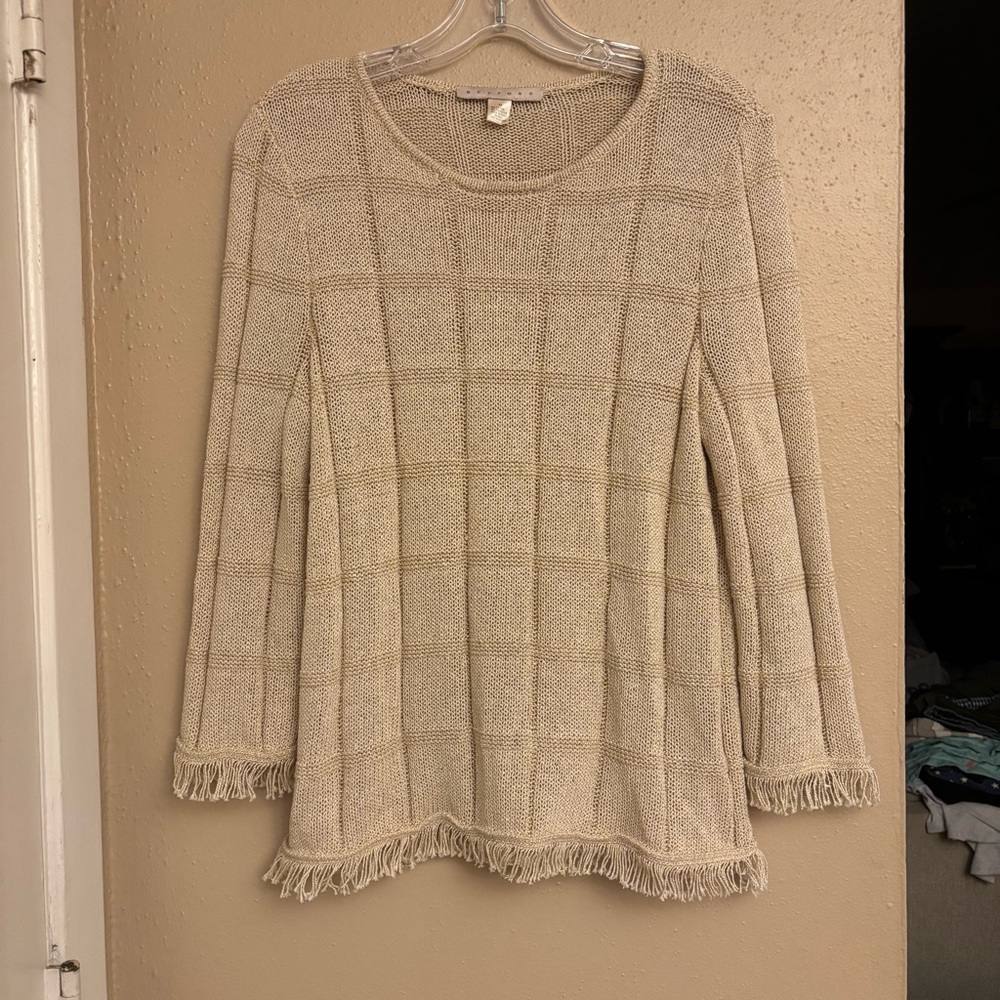 Belford Beige Knit Sweater with Fringe